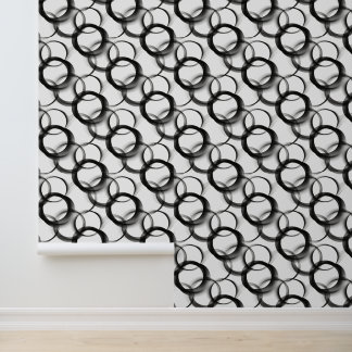 Black & White Overlapping Circles – Geometric Seam Tapete