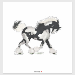 Black & White Overo Sinti und Roma Vanner Horse Po Aufkleber