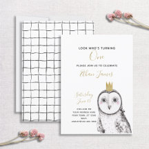 Black & White Owl Baby 1. Geburtstag Party