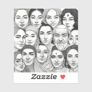 Black & White Paintings Celebrating Diversity Aufkleber