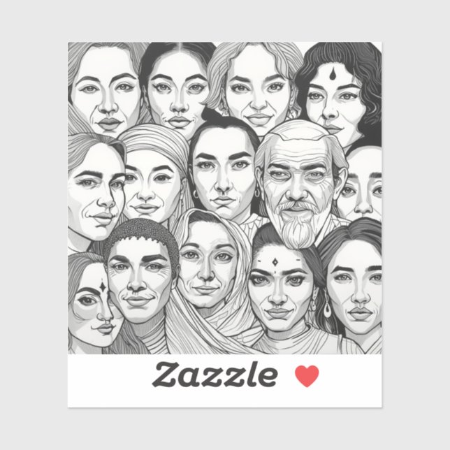 Black & White Paintings Celebrating Diversity  Aufkleber (Blatt)