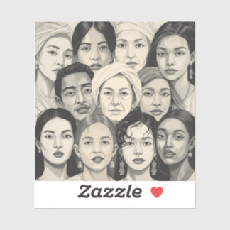 Black & White Paintings Celebrating Diversity Aufkleber