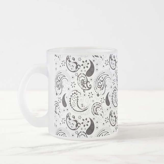 Black & White Paisley Pattern –Elegant Textile Art Mattglastasse (Links)