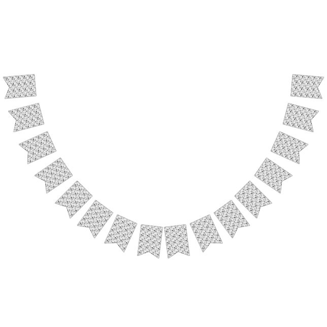 Black & White Paisley Pattern –Elegant Textile Art Wimpelkette (Alle)