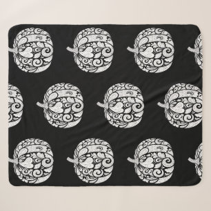 Black & White Paisley Pumpkin Fleece Blanket Sherpadecke