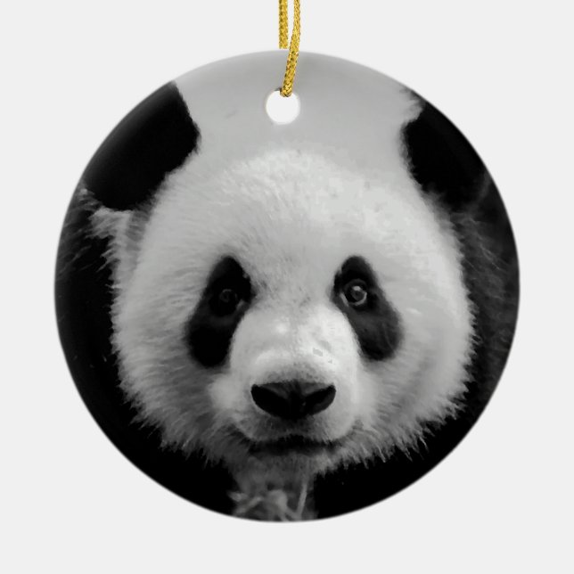 Black & White Panda Bär Weihnachtsbaum Keramikornament (Vorne)