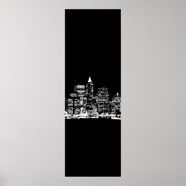 Black & White Panoramic New York City Poster (Vorne)