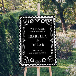 Black & White Papel Picado Hochzeitszeichen Poster