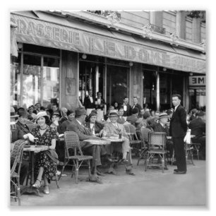 Black & White Paris Café Fotodruck