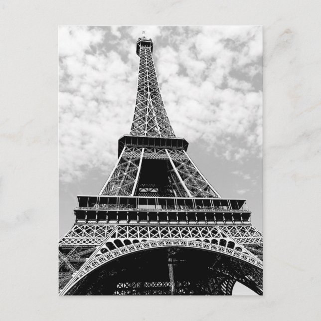 Black & White Paris Eiffel Tower Postkarte (Vorderseite)