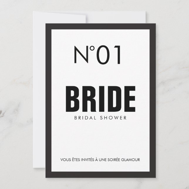 Black & White PARIS Thema BRAUTPARTY Party Einladung (Rückseite)