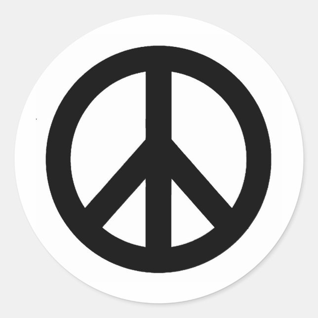 Black White Peace Sign Symbol Runder Aufkleber (Vorderseite)