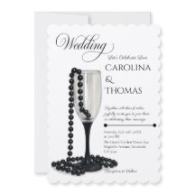 Black & White Pearl Champagne Glass Wedding
