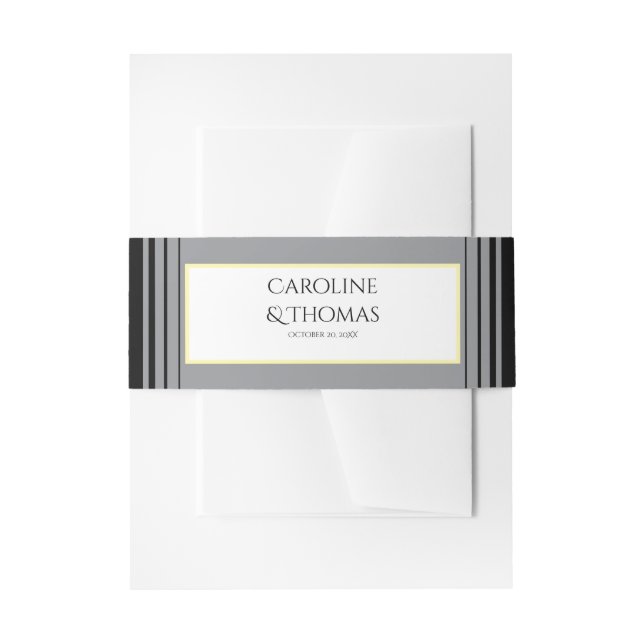 Black & White Pearl Champagne Glass Wedding Einladungsbanderole (Vorderseite Beispiel)