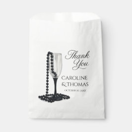 Black & White Pearl Champagne Glass Wedding Geschenktütchen