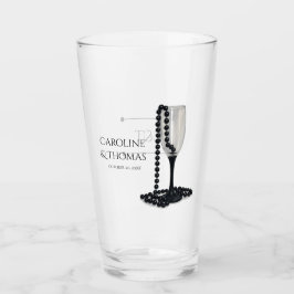 Black & White Pearl Champagne Glass Wedding Glas