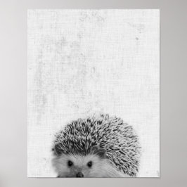 Black & White Peekaboo Igel Minimalistisches Kinde Poster