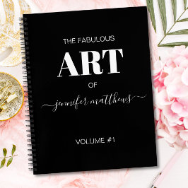 Black White Personalized Script Name Sketchbook Notizbuch