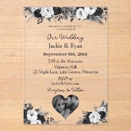 Black & White Photo Template Botanical Translucent Acryleinladungen