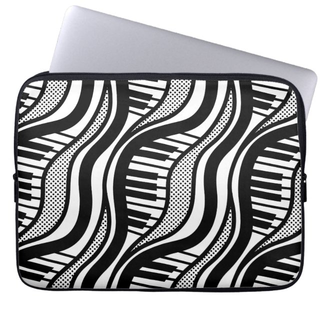 Black & White Piano Musik Polka Dock Laptop Schläf Laptopschutzhülle (Vorderseite)