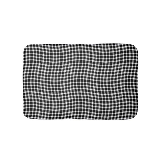 Black White Plaid Checker Seamless Pattern Badematte (Vorderseite)