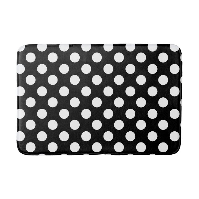 Black & White Polka Dots Geburtstagsparty Badematte (Vorderseite)