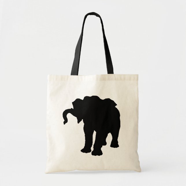Black & White Pop Art Baby Elephant Tragetasche (Vorne)