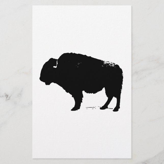 Black & White Pop Art Büffalo Bison Briefpapier (Vorderseite)