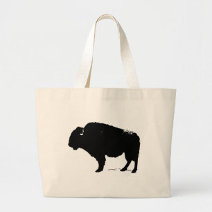 Black & White Pop Art Büffalo Bison Jumbo Stoffbeutel