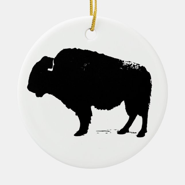 Black & White Pop Art Büffalo Bison Keramik Ornament (Vorne)
