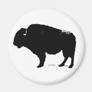 Black & White Pop Art Büffalo Bison Magnet