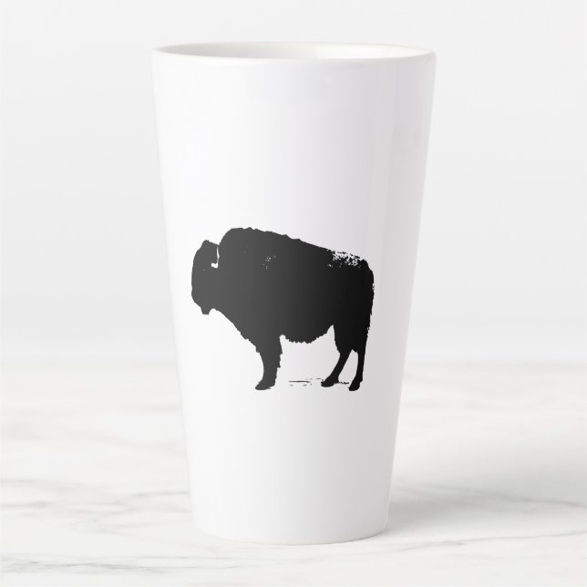 Black & White Pop Art Büffalo Bison Milchtasse (Vorderseite)