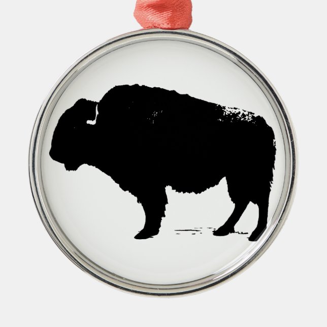 Black & White Pop Art Büffalo Bison Ornament Aus Metall (Vorne)