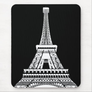 Black & White Pop Art Eiffel Tower Paris Frankreic Mousepad