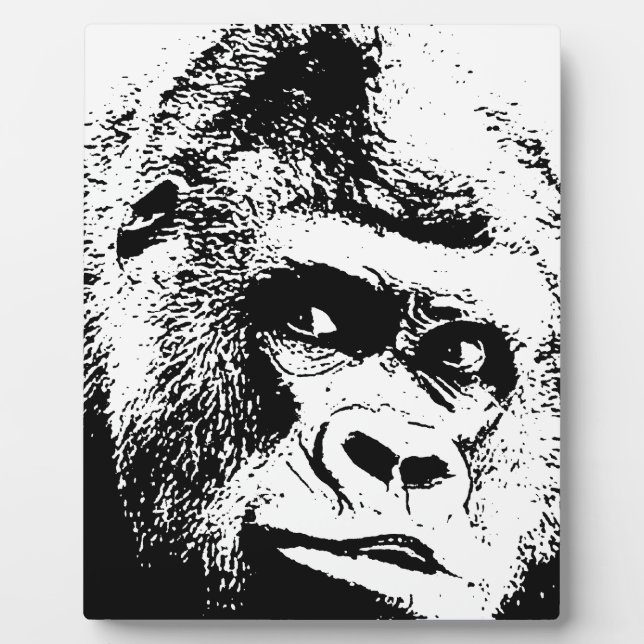 Black White Pop Art Gorilla Fotoplatte (Vorderseite)