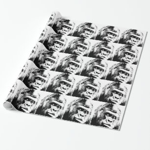 Black White Pop Art Gorilla Geschenkpapier