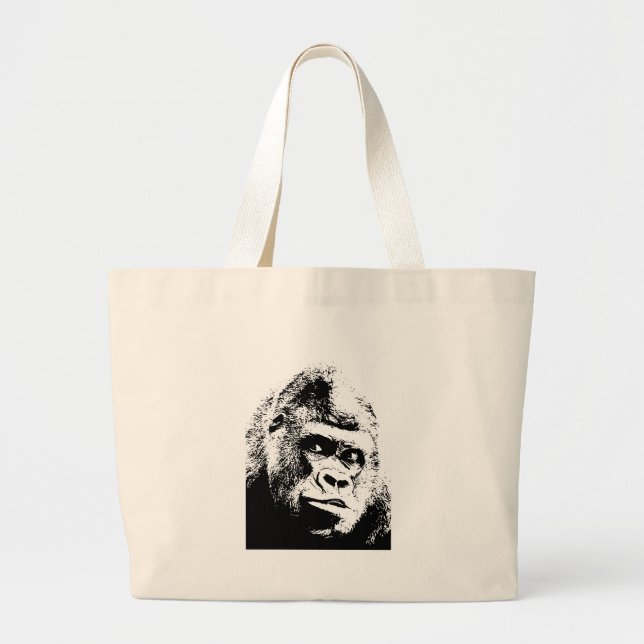 Black White Pop Art Gorilla Jumbo Stoffbeutel (Vorne)