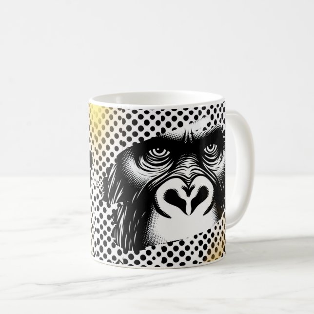 Black White Pop Art Gorilla Kaffeetasse (VorderseiteRechts)