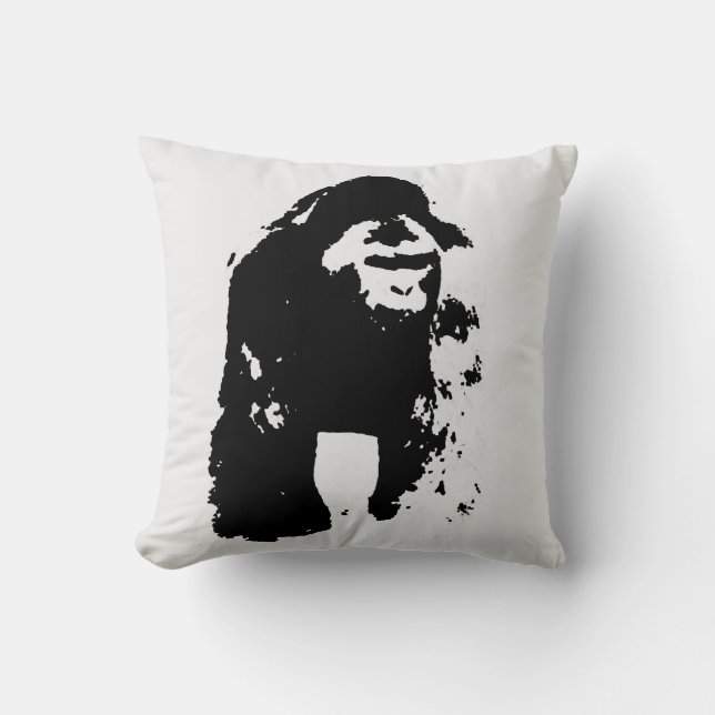 Black White Pop Art Gorilla Kissen (Vorderseite)