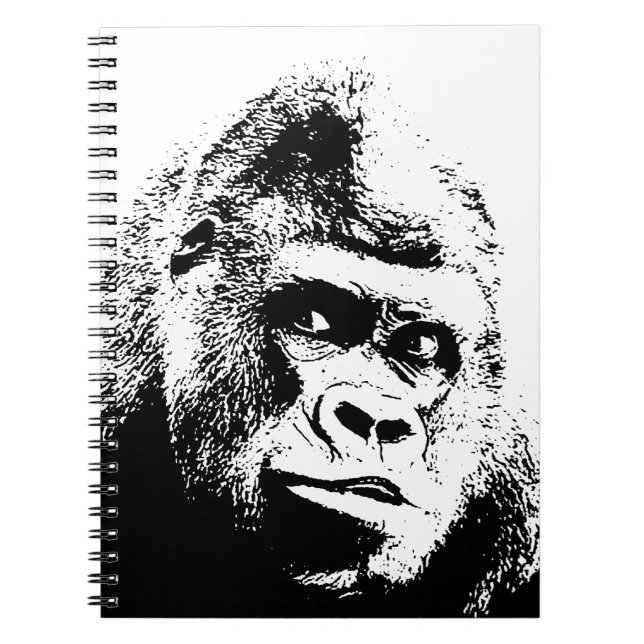 Black White Pop Art Gorilla Notizblock (Vorderseite)