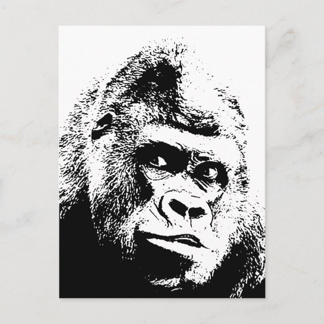 Black White Pop Art Gorilla Postkarte (Vorderseite)