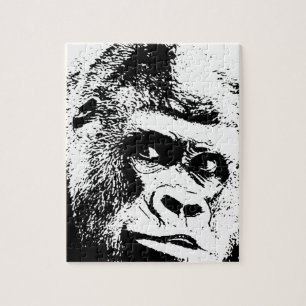 Black White Pop Art Gorilla Puzzle