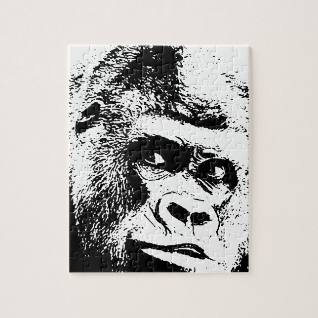 Black White Pop Art Gorilla Puzzle (Vertikal)