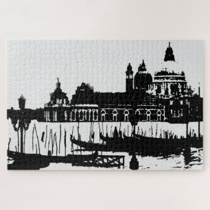 Black White Pop Art Grand Canal Venice Travel Puzzle