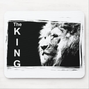 Black White Pop Art Lion Head Picture Template Mousepad