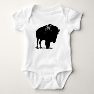 Black & White Pop Bison Buffalo Baby Strampler