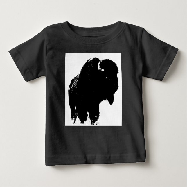 Black & White Pop Bison Buffalo Baby T-shirt (Vorderseite)