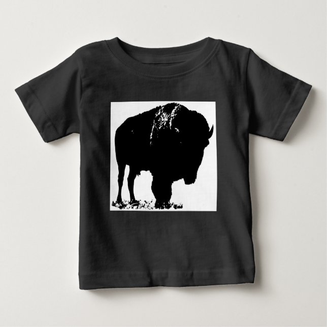 Black & White Pop Bison Buffalo Baby T-shirt (Vorderseite)