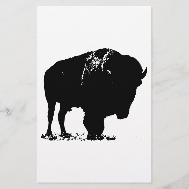 Black & White Pop Bison Buffalo Briefpapier (Vorderseite)
