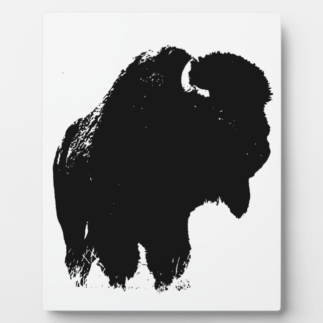 Black & White Pop Bison Buffalo Fotoplatte (Vorderseite)
